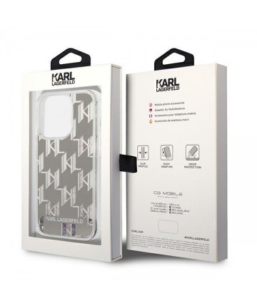 Karl Lagerfeld KLHCP14LLMNMS iPhone 14 Pro 6.1 "hardcase silver / silver Liquid Glitter Monogram