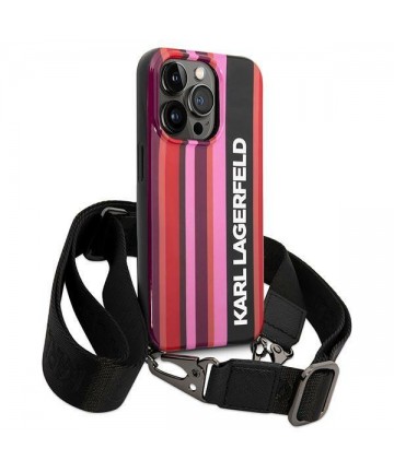 Karl Lagerfeld Color Stripes Strap Case for iPhone 14 Pro - Pink