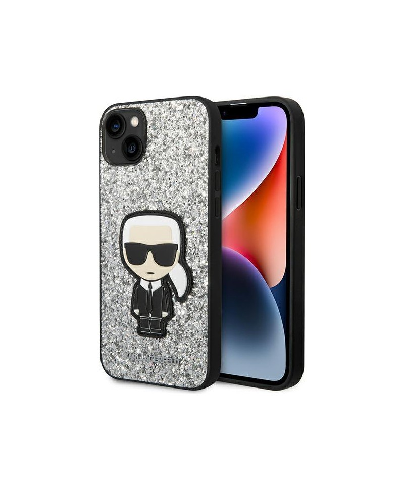 Karl Lagerfeld KLHCP14MGFKPG iPhone 14 Plus 6.7 "hardcase silver / silver Glitter Flakes Ikonik