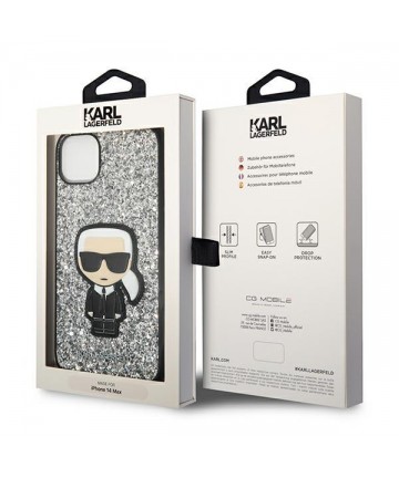 Karl Lagerfeld KLHCP14MGFKPG iPhone 14 Plus 6.7 "hardcase silver / silver Glitter Flakes Ikonik