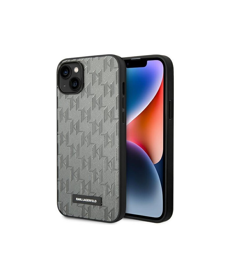 Karl Lagerfeld KLHCP14SSAKLHPG iPhone 14 6.1 "hardcase gray / gray Saffiano Mono Metal Logo