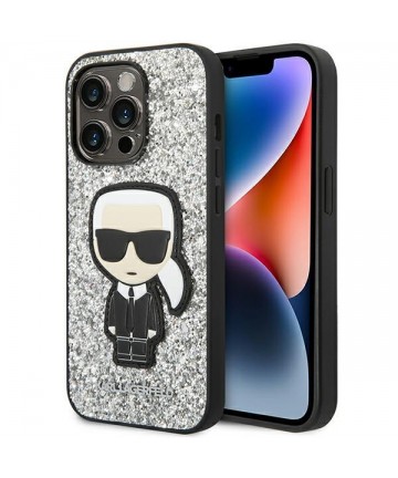 Karl Lagerfeld KLHCP14XGFKPG iPhone 14 Pro Max 6.7 "hardcase silver / silver Glitter Flakes Ikonik