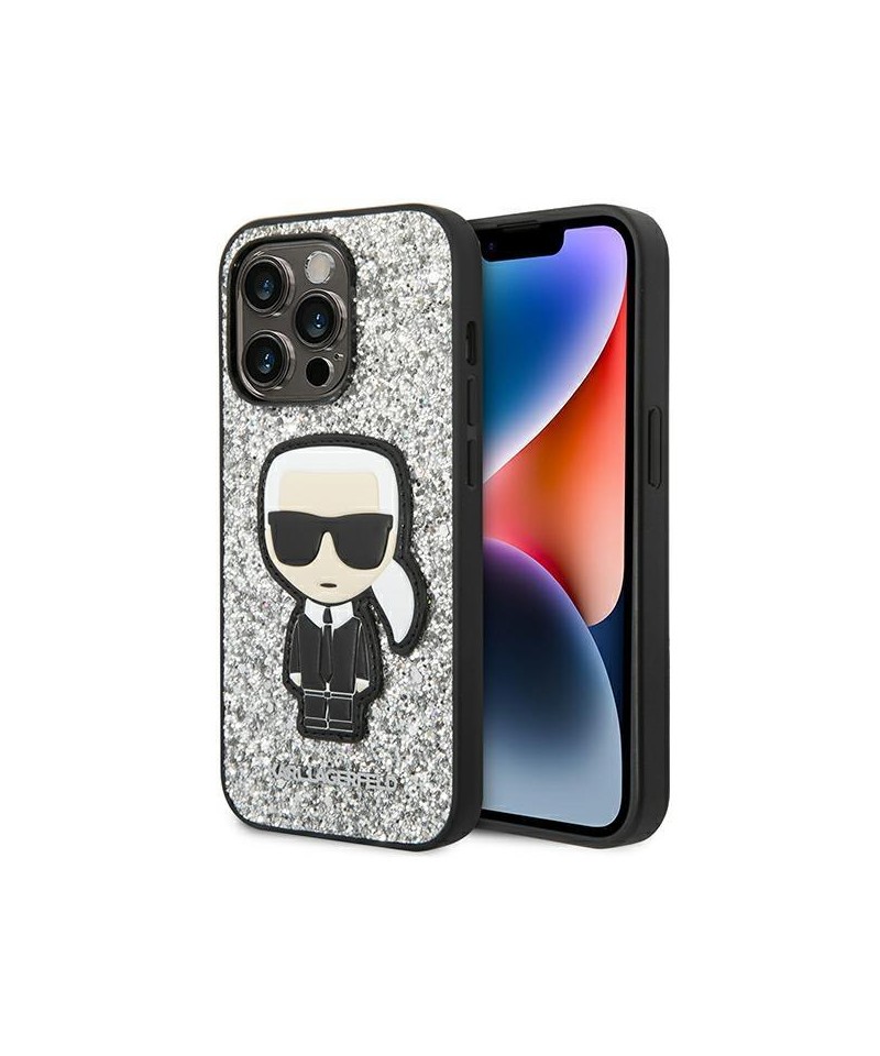 Karl Lagerfeld KLHCP14XGFKPG iPhone 14 Pro Max 6.7 "hardcase silver / silver Glitter Flakes Ikonik