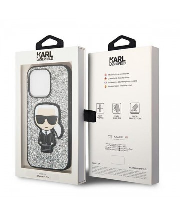 Karl Lagerfeld KLHCP14XGFKPG iPhone 14 Pro Max 6.7 "hardcase silver / silver Glitter Flakes Ikonik