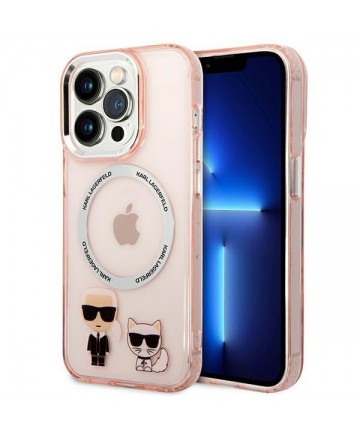 Karl Lagerfeld KLHMP14LHKCP iPhone 14 Pro 6.1" hardcase pink/pink Karl & Choupette Aluminum Magsafe