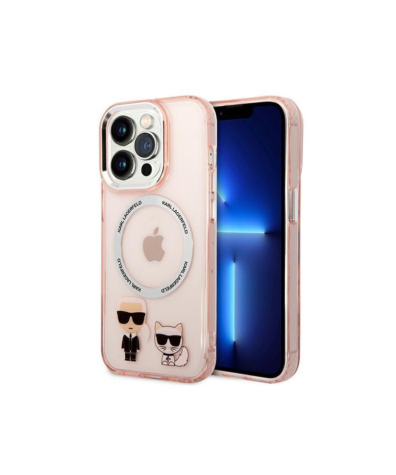 Karl Lagerfeld KLHMP14LHKCP iPhone 14 Pro 6.1" hardcase pink/pink Karl & Choupette Aluminum Magsafe
