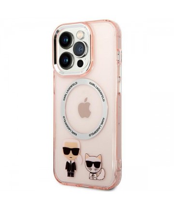 Karl Lagerfeld KLHMP14LHKCP iPhone 14 Pro 6.1" hardcase pink/pink Karl & Choupette Aluminum Magsafe