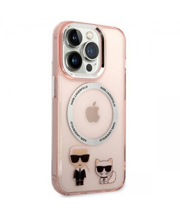 Karl Lagerfeld KLHMP14LHKCP iPhone 14 Pro 6.1" hardcase pink/pink Karl & Choupette Aluminum Magsafe