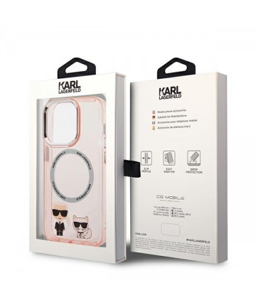 Karl Lagerfeld KLHMP14LHKCP iPhone 14 Pro 6.1" hardcase pink/pink Karl & Choupette Aluminum Magsafe