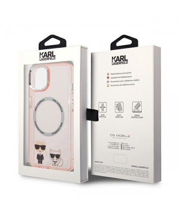 Karl Lagerfeld KLHMP14MHKCP iPhone 14 Plus 6.7 "hardcase pink / pink Karl & Choupette Aluminum Magsafe
