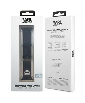 Karl Lagerfeld KLAWLSLCK Apple Watch Strap 42/44 / 45mm black / black strap Silicone Choupette Heads