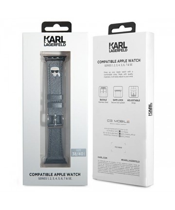 Karl Lagerfeld KLAWMOKHG Apple Watch Strap 38/40 / 41mm silver / silver strap Saffiano Karl Heads