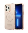 Guess GUHMP13LHTCMP iPhone 13 Pro / 13 6.1" pink/pink hard case Gold Outline Translucent MagSafe