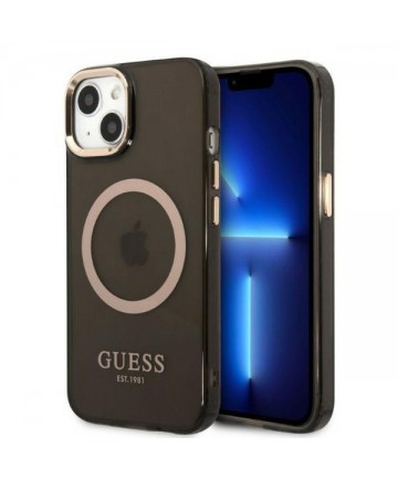 Guess Gold Outline Translucent MagSafe case for iPhone 13 - black