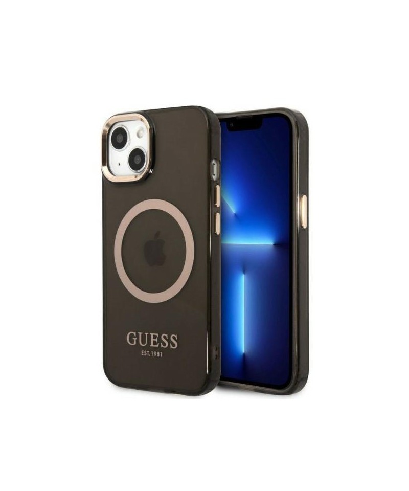Guess Gold Outline Translucent MagSafe case for iPhone 13 - black