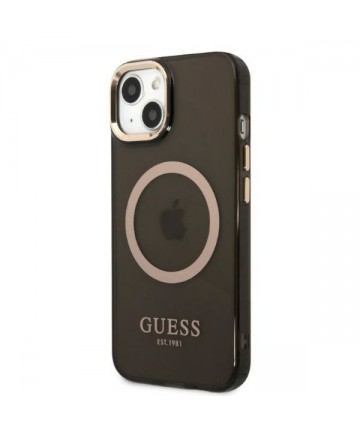 Guess Gold Outline Translucent MagSafe case for iPhone 13 - black