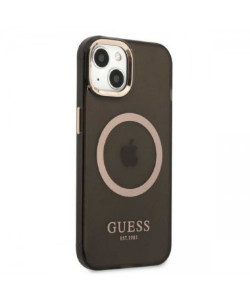 Guess Gold Outline Translucent MagSafe case for iPhone 13 - black