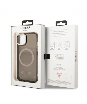 Guess Gold Outline Translucent MagSafe case for iPhone 13 - black