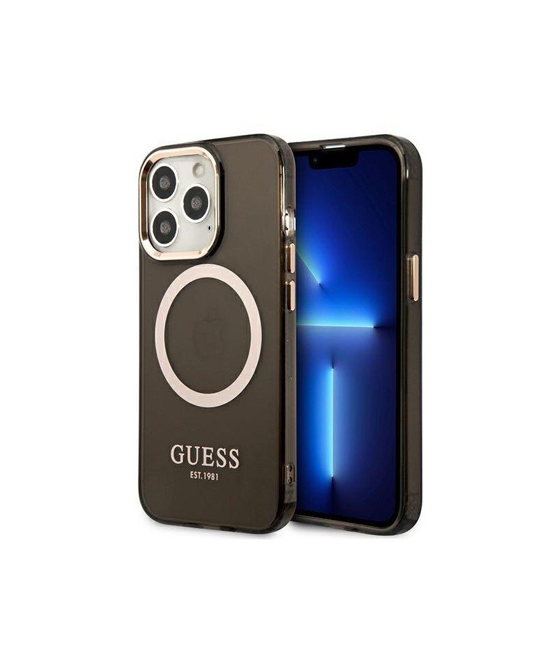 Guess Gold Outline Translucent MagSafe case for iPhone 13 Pro Max - black