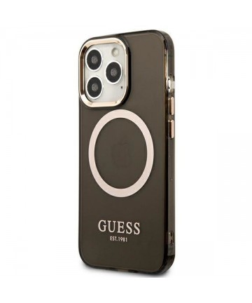 Guess Gold Outline Translucent MagSafe case for iPhone 13 Pro Max - black