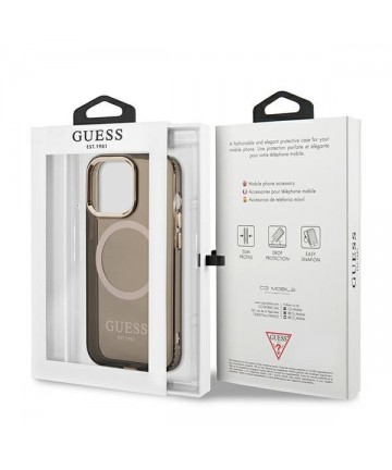 Guess Gold Outline Translucent MagSafe case for iPhone 13 Pro Max - black