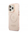 Guess Gold Outline Translucent MagSafe case for iPhone 13 Pro Max - pink