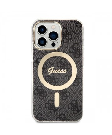 Set Guess GUBPP13LH4EACSK Case+ Charger iPhone 13 Pro black/black hard case 4G Print MagSafe