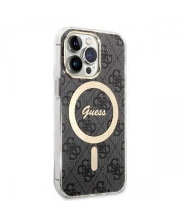 Set Guess GUBPP13LH4EACSK Case+ Charger iPhone 13 Pro black/black hard case 4G Print MagSafe