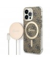 Set Guess GUBPP13LH4EACSW Case+ Charger iPhone 13 Pro brown/brown hard case 4G Print MagSafe
