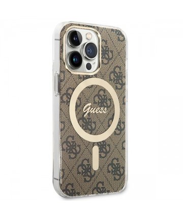 Set Guess GUBPP13LH4EACSW Case+ Charger iPhone 13 Pro brown/brown hard case 4G Print MagSafe