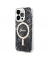 Set Guess GUBPP14LHMEACSK Case+ Charger iPhone 14 Pro 6.1" black/black hard case Marble MagSafe