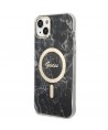 Set Guess GUBPP14SHMEACSK Case+ Charger iPhone 14 6.1" black/black hard case Marble MagSafe