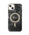 Set Guess GUBPP14SHMEACSK Case+ Charger iPhone 14 6.1" black/black hard case Marble MagSafe