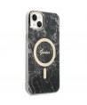 Set Guess GUBPP14SHMEACSK Case+ Charger iPhone 14 6.1" black/black hard case Marble MagSafe