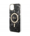 Set Guess GUBPP14SHMEACSK Case+ Charger iPhone 14 6.1" black/black hard case Marble MagSafe
