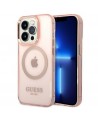 Guess GUHMP14LHTCMP iPhone 14 Pro 6.1" pink/pink hard case Gold Outline Translucent MagSafe