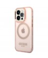 Guess GUHMP14LHTCMP iPhone 14 Pro 6.1" pink/pink hard case Gold Outline Translucent MagSafe