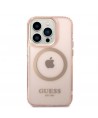 Guess GUHMP14LHTCMP iPhone 14 Pro 6.1" pink/pink hard case Gold Outline Translucent MagSafe