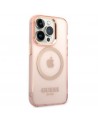 Guess GUHMP14LHTCMP iPhone 14 Pro 6.1" pink/pink hard case Gold Outline Translucent MagSafe