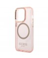 Guess GUHMP14LHTCMP iPhone 14 Pro 6.1" pink/pink hard case Gold Outline Translucent MagSafe