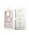 Guess GUHMP14LHTCMP iPhone 14 Pro 6.1" pink/pink hard case Gold Outline Translucent MagSafe