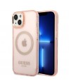 Guess GUHMP14MHTCMP iPhone 14 Plus 6.7" pink/pink hard case Gold Outline Translucent MagSafe