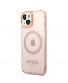 Guess GUHMP14MHTCMP iPhone 14 Plus 6.7" pink/pink hard case Gold Outline Translucent MagSafe