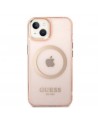Guess GUHMP14MHTCMP iPhone 14 Plus 6.7" pink/pink hard case Gold Outline Translucent MagSafe