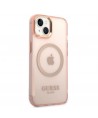 Guess GUHMP14MHTCMP iPhone 14 Plus 6.7" pink/pink hard case Gold Outline Translucent MagSafe