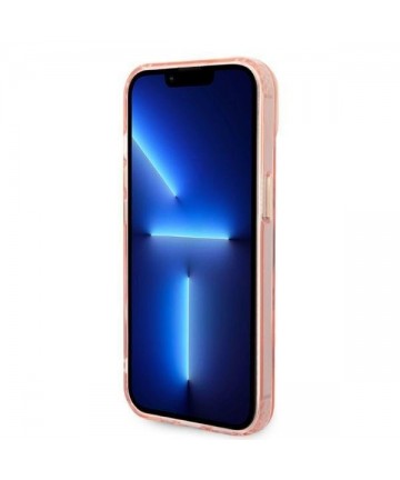 Guess GUHMP14MHTCMP iPhone 14 Plus 6.7" pink/pink hard case Gold Outline Translucent MagSafe