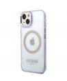 Guess GUHMP14SHTCMU iPhone 14 6.1" purple/purple hard case Gold Outline Translucent MagSafe