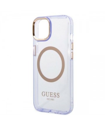 Guess GUHMP14SHTCMU iPhone 14 6.1" purple/purple hard case Gold Outline Translucent MagSafe