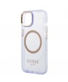 Guess GUHMP14SHTCMU iPhone 14 6.1" purple/purple hard case Gold Outline Translucent MagSafe