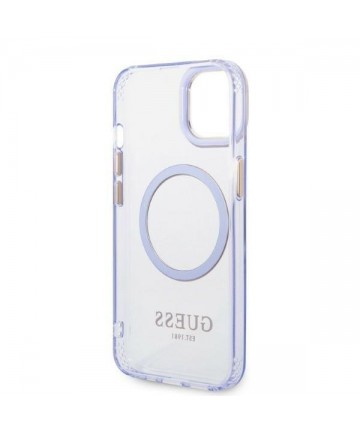 Guess GUHMP14SHTCMU iPhone 14 6.1" purple/purple hard case Gold Outline Translucent MagSafe
